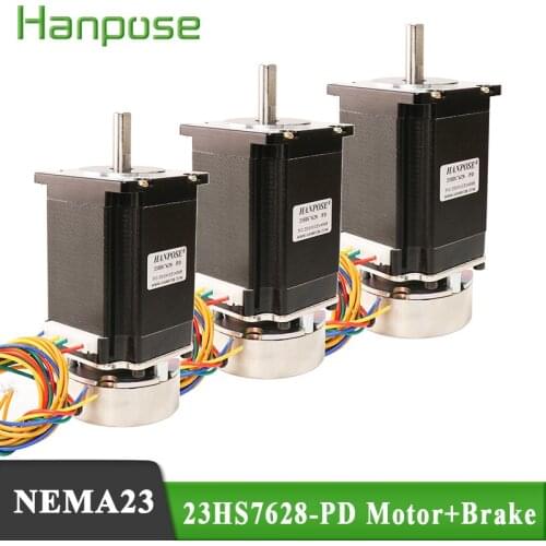 3pcs 2.8A stepper motor 23HS7628-PD stepper motor with brake 57 strong torque stepper motor with band brake 76mm long engraving