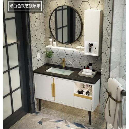 Light luxury rock board bathroom cabinet combination bathroom bathroom toilet toilet wash basin sink marble mirror cabinet