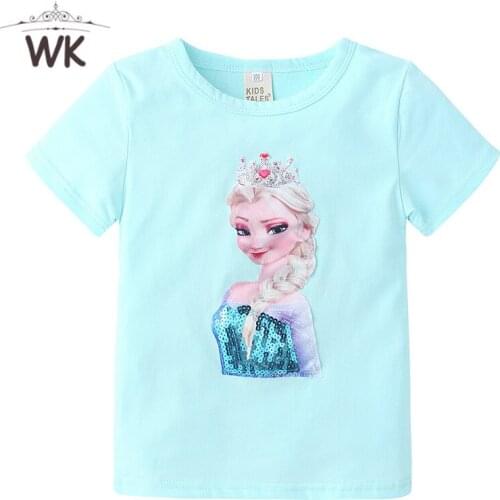 Princess Cartoon T Shirt girls casual Luminous T Shirts Short Sleeve Tee Tops summer Streetwear T Shirt light up Tee Jw-102