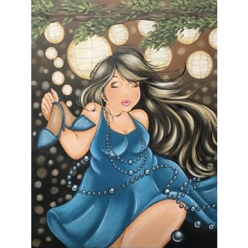Dancing Sexy Fat Womans Diamond Painting Portrait Round Full Drill Nouveaute DIY Mosaic Embroidery 5D Cross Stitch Home Decor