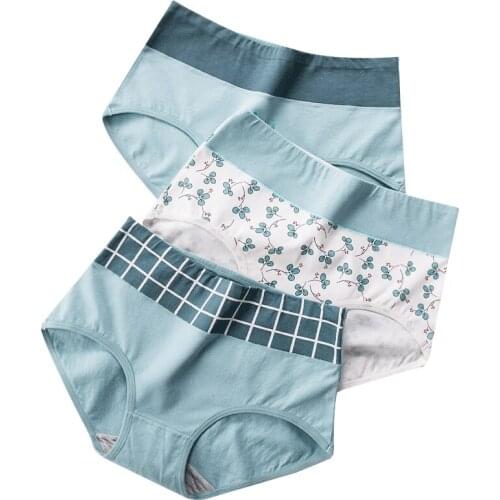 ZJX Cotton Panties Women High Waist Underwear Soft Breathable Comfort Seamless Briefs Cute Print Female Lingerie Plus Size XXL