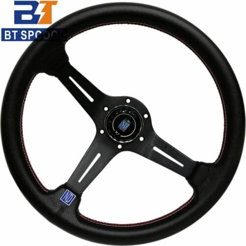 Universal Leather Steering Wheel 14inch Car Steering Wheel 340mm Drift Race Sport ND Stering Wheel Black Titanium Silver