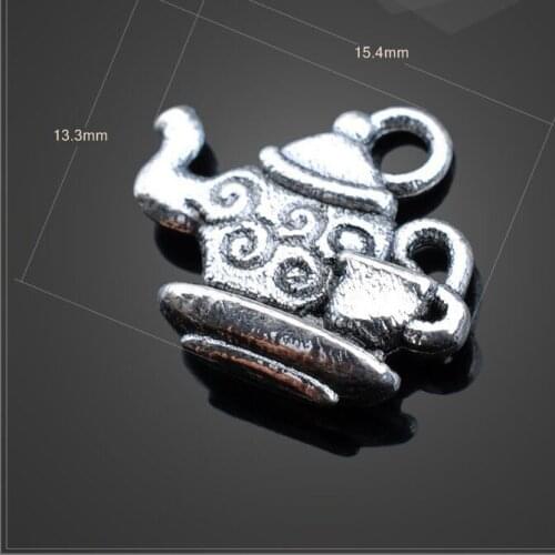 High quality 20 PCS/Lot 15.4mm*13.3mm antique silver plated diy jewerly making assorted teapot charms