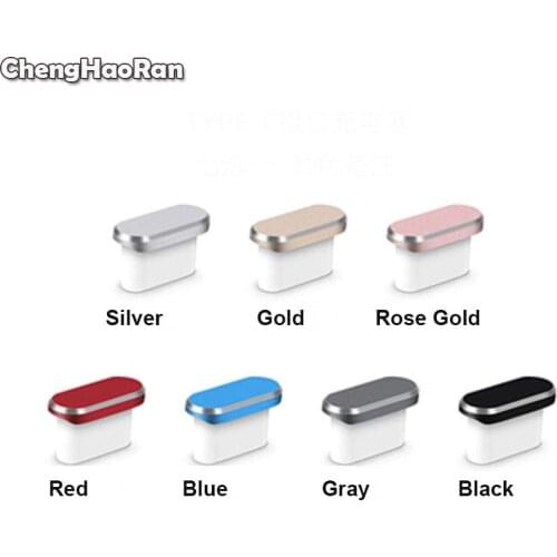 ChengHaoRan Type-C Dust Plug USB Charging Port Protector Metal Cover for Samsung Huawei P10 P20 P30 Pro Smart Phone Accessories