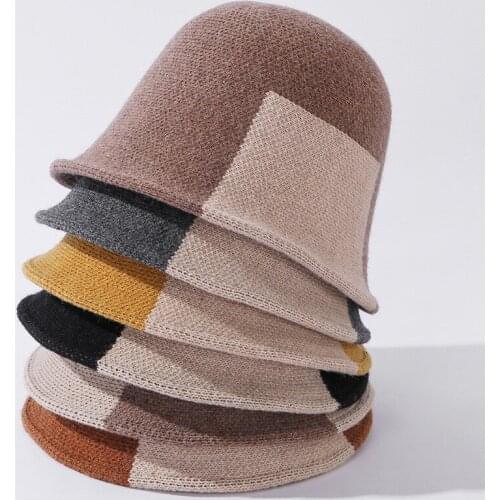 COKK Winter Hat Women Wool Knitted Bucket Hat Female Fisherman Cap Bob Femme Retro Korean Fashion Gorro Bonnet