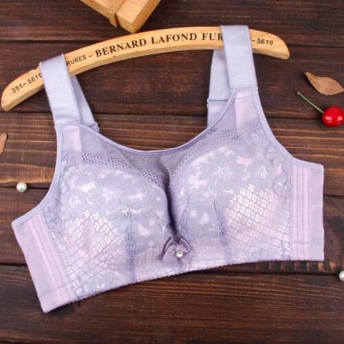 Large Size Thin Cup Lace Women Bras Full Coverage Mesh Push Up Underwear Adjusted Wide Strap Purple Pink Red Black Brassieres