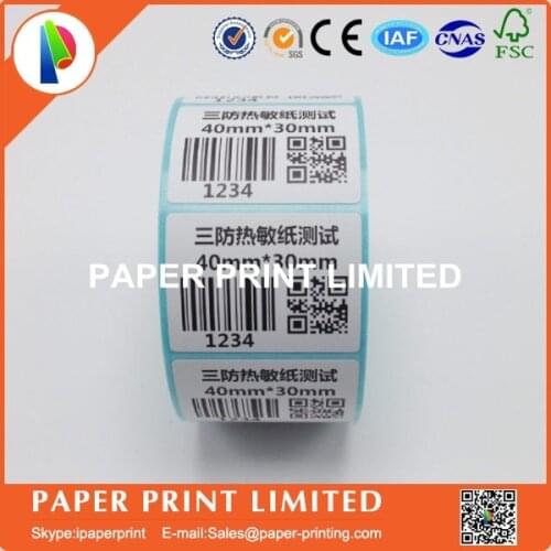 1 roll 40*30mm 40 30 4x3 cm Thermal sticker paper *800 sheets barcode printing paper paper bar code label printing paper