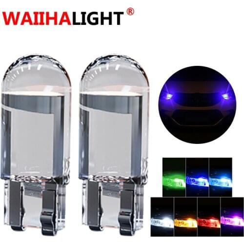 2Pcs Glass Shell COB T10 W5W 194 168 LED Car Bulb Green Red Blue Amber License Plate Lamp 12V Car Interior Dome Map Light