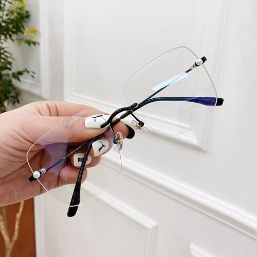 2021 Latest Model Retro Designer Metal Frames women Eyeglasses Rimless Anti Blue Light Glasses for Adult AB005