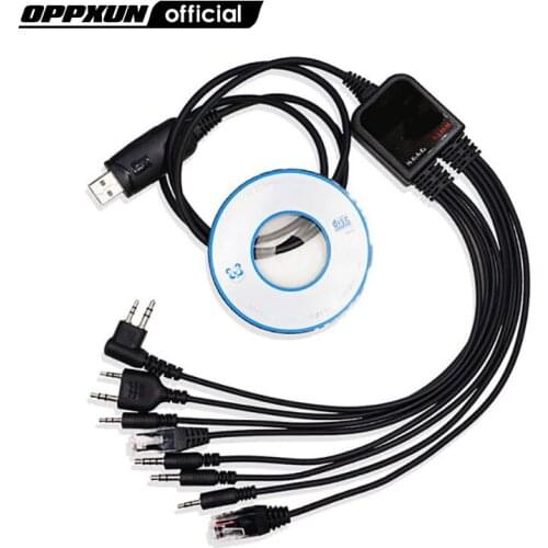 8in1 Multi-Function USB Programming Cable with Software Baofeng Walkie Talkie UV 5R 82 for TYT Kenwood Motorola Yaesu HYT Radio