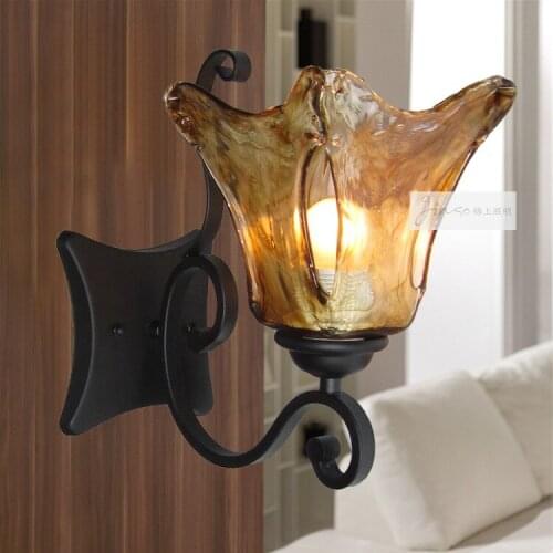 Noble Dark Brown Glass Wall Lamp Bedroom Bedside Lamp Bathroom Wall Lamp Mirror Light Free Shipping