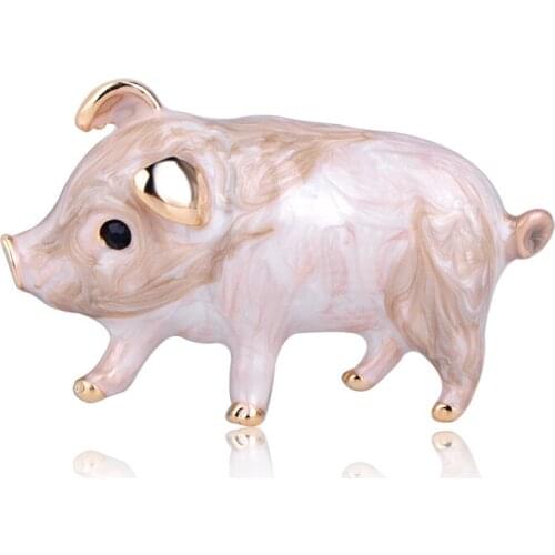 Blucome Cute Pet Porcupine Pig Shape Brooches Enamel Crystal Gold Color Jewelry Pin Girls Boy Clothes Suit Scarf Hat Accessories
