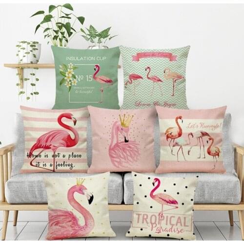 Animals Pink Flamingo Printed Decorative Throw Pillow Cushion Cover Square Pillowcase Decoration For Sofa Car Home Funda Cojin