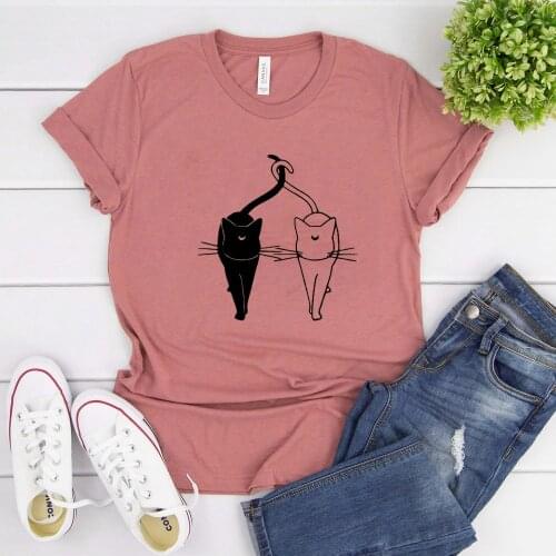 Anime Women Casual T-shirt Cute Cat Graphic Holiday Tops Gift for Mom Unisex Funny Pets O-neck Tee Female Hipster Kawaii Shirt