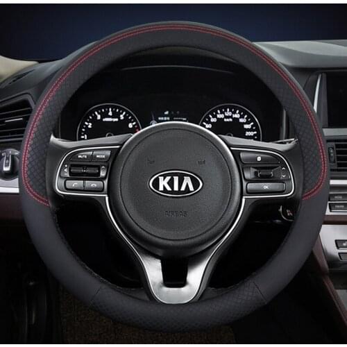 Leather Car Steering Wheel Cover for Kia Picanto Sorento Forte Cerato Rio Soul K2 K3 Ceed Auto Accessories