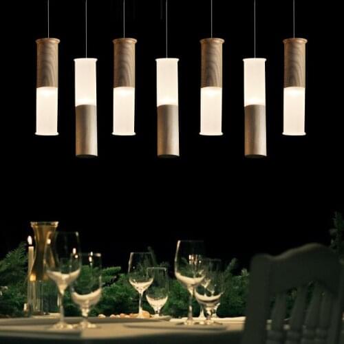 Wood glass rod art chandelier contracted restaurant single head LED flashlight personality adornment lamps and lanterns