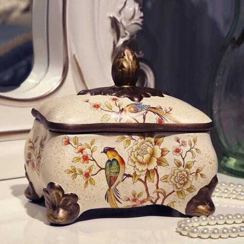 European style rural retro ceramic jewelry box ornament home decoration jewelry necklace small item storage box