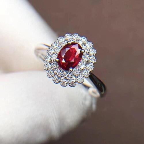 T1210 Ruby Ring Fine Jewelry Solid 18K Gold Nature Red Ruby 0.71ct Diamonds Rings for Women Fine Presents