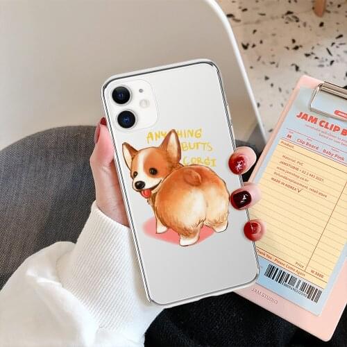 Corgi Dog Cute Phone Case For iPhone 11 12 Pro Max X XS XR 7 8 Plus SE2020 Mini Gift For Girl Boy Transparent Funny Animal Cover
