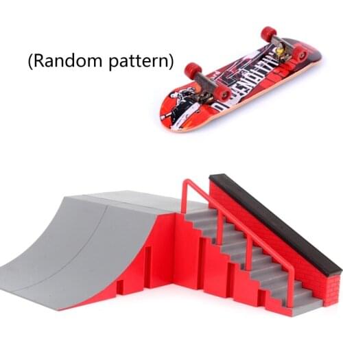 Finger Skate Park Kit Ramp Part with 1 Finger Skateboard Mini Scooter Scene Prop