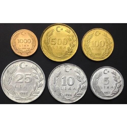 Turkey Set 6 Coins Original True Real Genuine Coin European Collectible Gift UNC