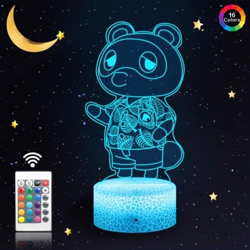 3D LED Illusion Lamp Night Light, Gift Animal Crossing 16 Color Change with Remote/USB Charge for Xmas Birthday Valentines Day