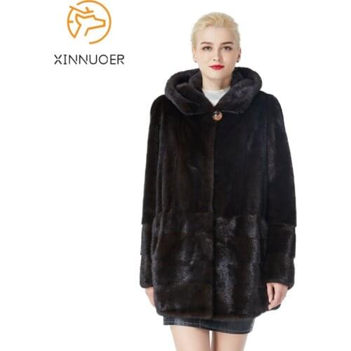 Natural mink coat original leather natural color womens open hood with hood 2021 latest style