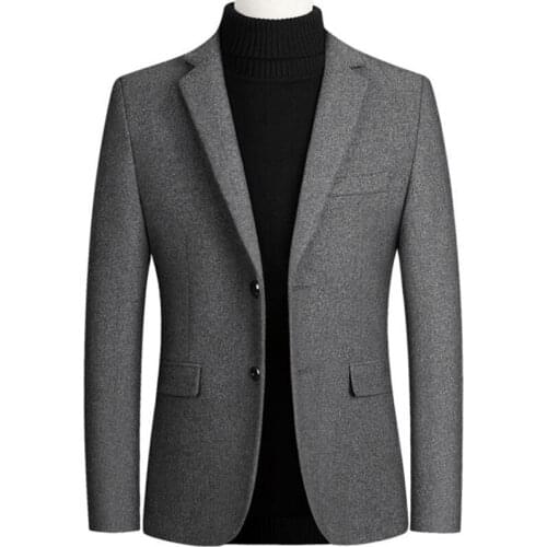 New Men Wool Blazer Business Casual Slim Fit Blazers Party/Wedding Men Dress Suits Woolen Jackets Blazers Terno Masculino