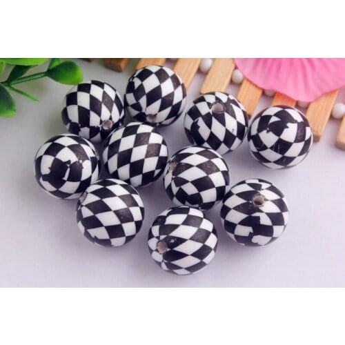 Wholesale 20mm 100pcs/lot fashion solid acrylic Print Beads for kids Chunky necklace making