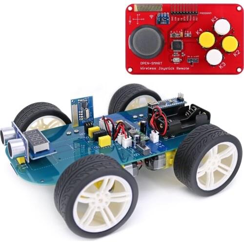 Easy-plug 4WD Smart Car Kit JoyStick Remote Control RF LORA 433MHz LongRange Wireless Module Rubber Wheel Gear Motor for Arduino