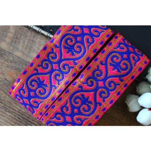 Wide 5cm 10yards/lot Polyester Woven Jacquard Ribbon tetom pattern for hat curtain and clothing accessory ls-2625