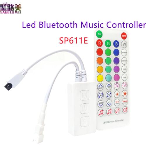 SP611E Smart RGB Controller Bluetooth music App IR38 Key Remote control For WS2811/2812B Addressable Led RGB Tape Strip DC5V-24V