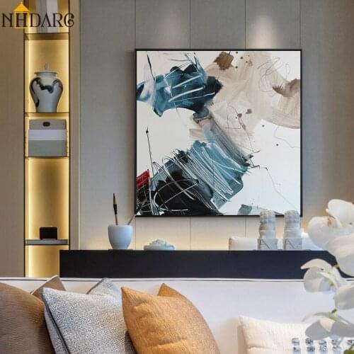 Modern Abstract Art Posters and Prints Canvas Painting Wall Picture for Living Room Study Office Cuadros Decoration Salon Square