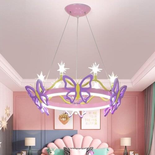 Modern Girls Room Chandelier LED Pink Ceiling Chandeliers Lustre Italian Design For Bedroom Restaurant Fixtures Lights WF1110