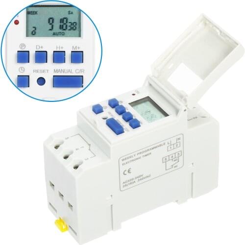 THC15A Digital LCD Power Programmable Timer Switch Relay 16A Amp Electronic Weekly 7 Days 16 On&Off Relay Timer Control AC 220V