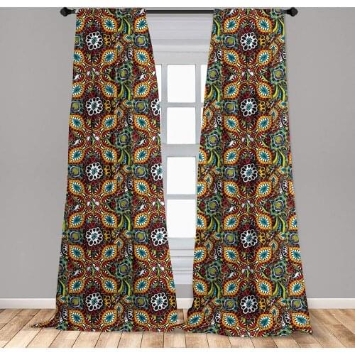 Traditional Curtain for Kids Room Folk Funky with Eastern Bohemian Gypsies Funky Retro Effects Lightweight Window Drapes