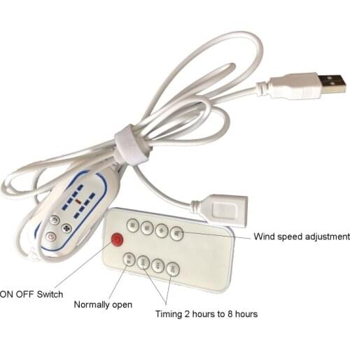 Universal USB Remote Control Adjustable 4 Speed with 2-8 hours Timing ON OFF Switch for USB Fan LED Light and more
