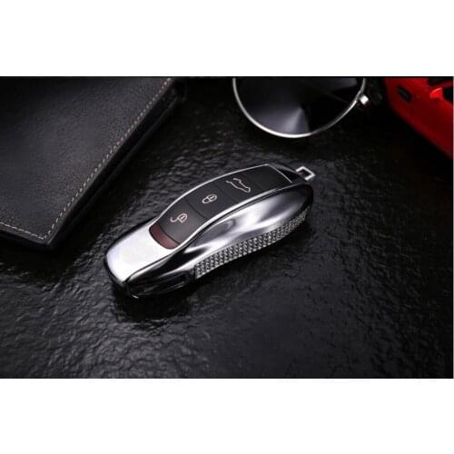 High Quality Car Luxury Diamond Key Case Shell For Porsche Macan 911 718 Boxester Panamera Cayenne Replacement Accessories