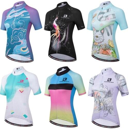 Camisa de ciclismo feminina manga curta, roupa esportiva de corrida para mountain bike, camisa respirável de verão, camisa para