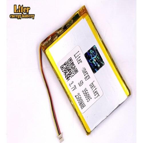 1.0MM 3pin connector 356095 2500mah 3.7V Li-ion Polymer Battery Rechargeable For tablet pc 7 inch MP4 MP5