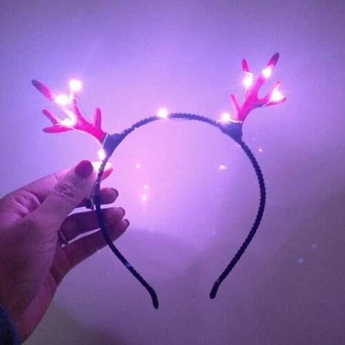 100pcs LED Antler Headband For Children Christmas Gift Decoration Deer Head Hoop Merry Xmas New Year Kids Gift lin4623