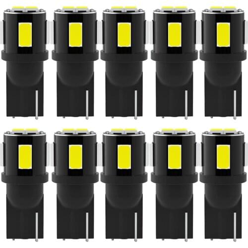 10X T10 Led Canbus W5W Led Bulb Car Interior Light 10led 5630 6smd 194 168 Reading Dome Light Instrument Plate Lamp 6000K White