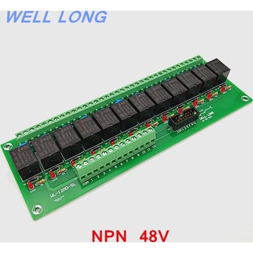12 Channel NPN Type 48V 15A Power Relay Interface Module,HF JQC-3FF-48V-1ZS Relay