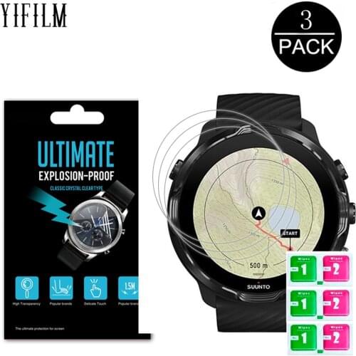 3PCS Clear Nano Anti-shock PET Protective Film For SUUNTO 7 SUUNTO7 Anti-Scratch Waterproof Smart Watch Screen Protector Film