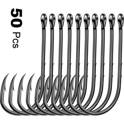 50pcs/lot Fishing Hooks Carp Single Fishihook Set Fly Fishing Accessories Carbon Steel Jig Sea Hooks