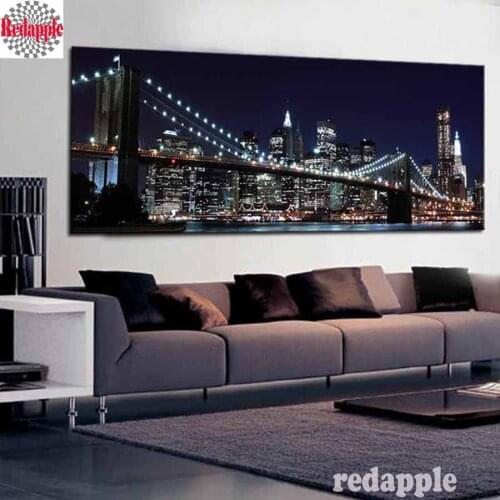 5D DIY Diamond Painting Diamond Embroidery New York Brooklyn Bridge Decorative Pictures Rhinestones city night Home Decoration
