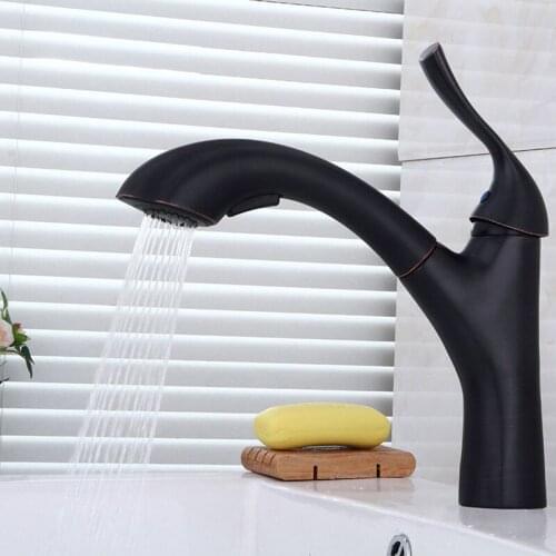 Kitchen Oil Rubbed Brashed Bronze Pull Out Faucet, ORB Hot&Cold Faucet, basin Faucet Sink Mixer Faucet Hot Cold Mixer Taps Crane