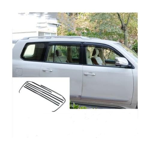 For Toyota Land Cruiser /FJ200 2008-2020 black Car Stick Stainless Steel Glass Window Garnish Pillar Middle Column Strip Trim