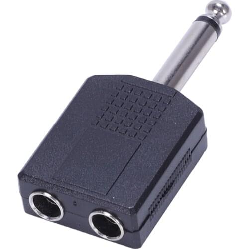 Black 6.35 1/4" Male to Dual Female Mono Y Cord PA o Cable Adapter
