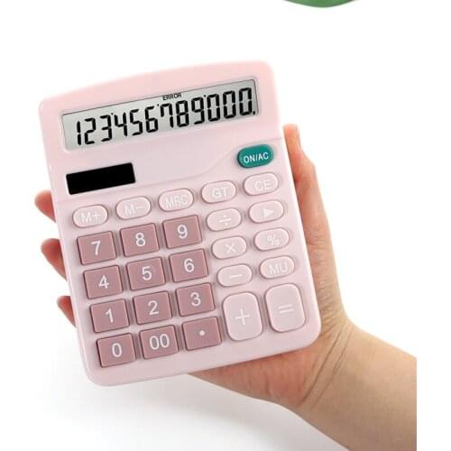 Colored Calculator 12-digit Dual-power Large-screen Calculator Solar-powered Computer Logo Customization
